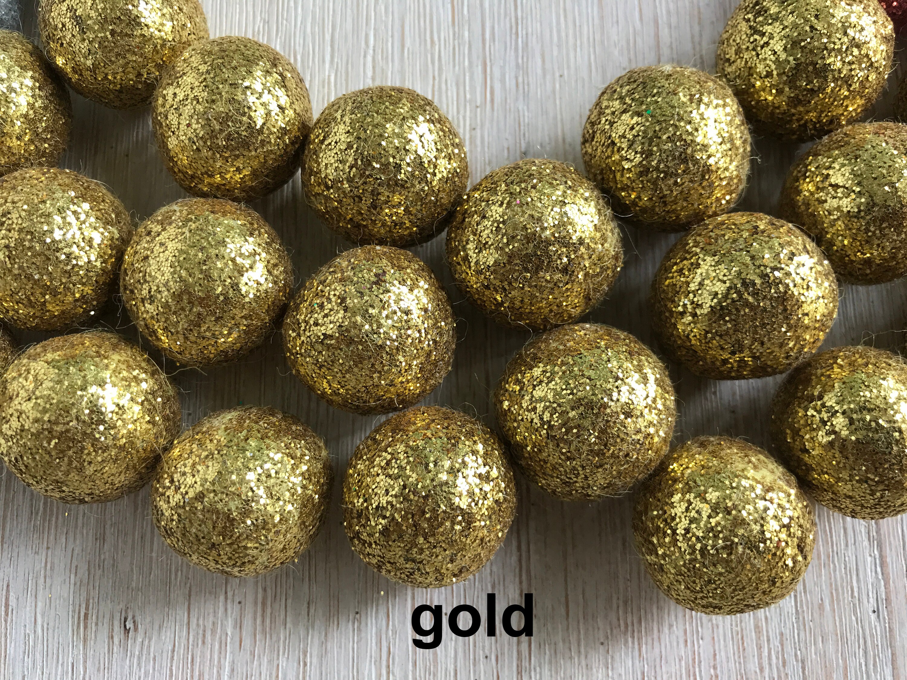 Glitter Felt Balls Gold Glitter Felt Balls Emerald Green Etsy