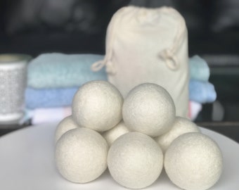 Wool Dryer Balls XL | Natural Eco Friendly Felted Wool Dryer Balls With No Chemicals | Organic & Baby Friendly | White Wool Laundry Balls