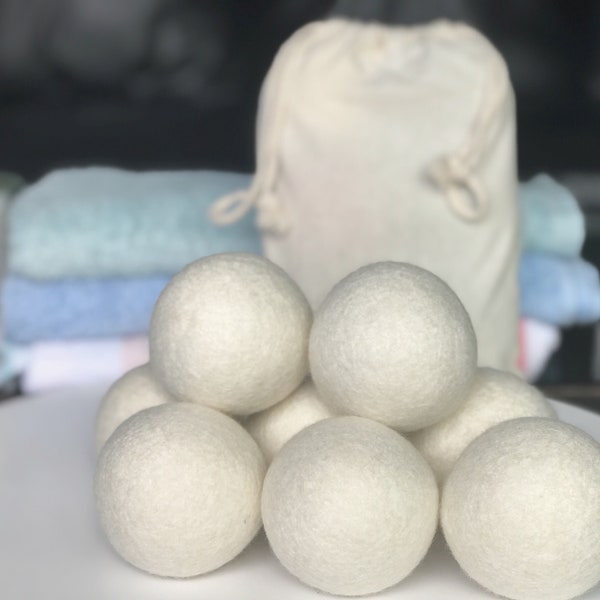 Wool Dryer Balls XL | Natural Eco Friendly Felted Wool Dryer Balls With No Chemicals | Organic & Baby Friendly | White Wool Laundry Balls