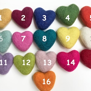 Felt Hearts | Felted Hearts | Felt Hearts Assorted Colours | Felt Pom Pom Heart Multicolors | Handmade Felt Hearts | Christmas Felt Hearts