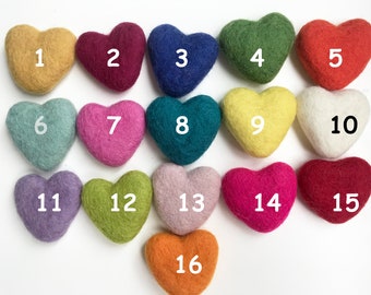 Felt Hearts | Felted Hearts | Felt Hearts Assorted Colours | Felt Pom Pom Heart Multicolors | Handmade Felt Hearts | Christmas Felt Hearts