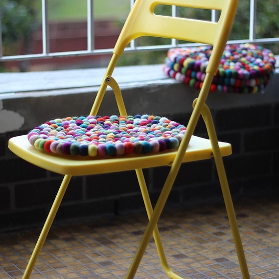 Felt Ball Seat Pad Multicolored Felt Seat Pad Felt Seat Pad Felt Ball Seat Pad Multicolor Felt Ball Chair Pad Felt Chair Pad Etsy UK