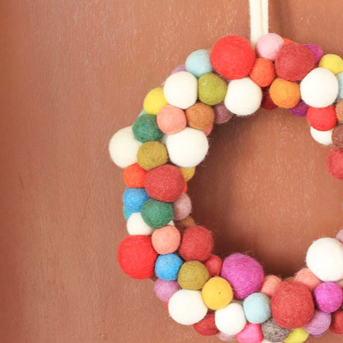 Felt Ball Christmas Wreath Multicolored Felt Ball Wreath Etsy