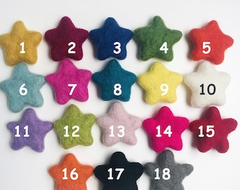 Felt Stars | Felt Stars Assorted Colors | Felt Pom Pom Stars Multicolor | Handmade Felt Stars | Large Felt Stars