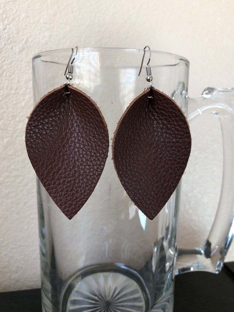 Leaf Shape Faux Leather Earrings