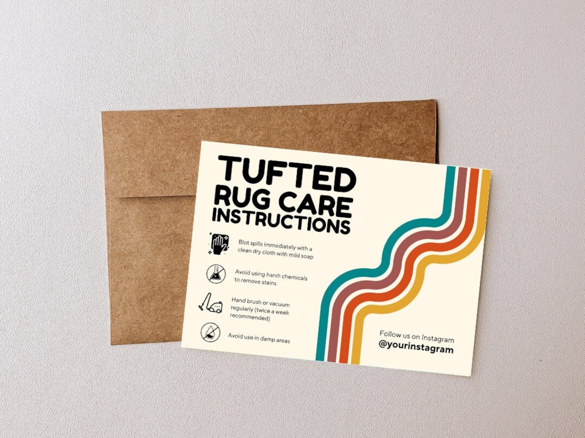 Editable Tufted Rug Care Instructions Template Small Rug Business Editable Tufted Rug Care Instructions Template Small Rug Business
