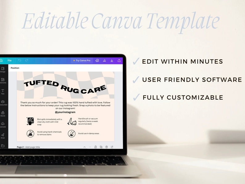 Editable Tufted Rug Care Instructionstemplate Small Rug Business