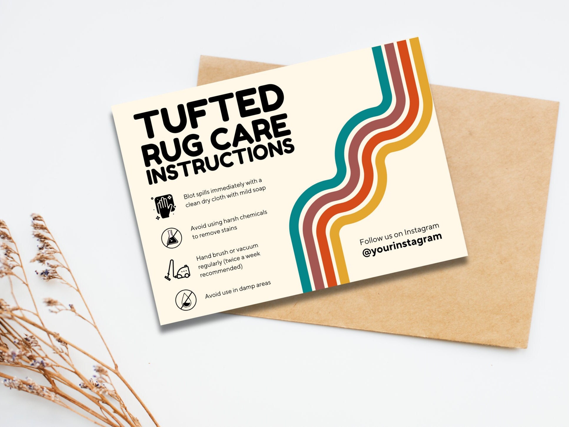 Editable Tufted Rug Care Instructions Template Small Rug Business Editable Tufted Rug Care Instructions Template Small Rug Business