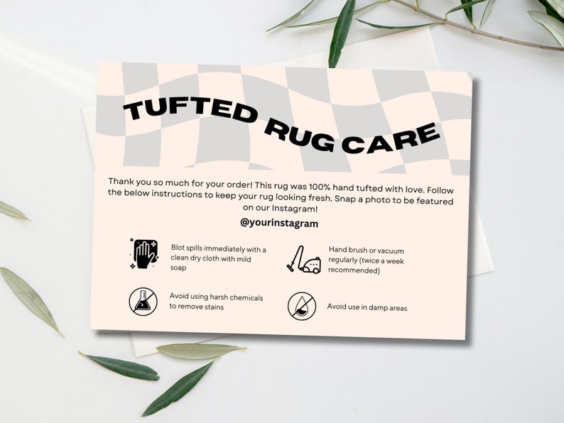 Editable Tufted Rug Care Instructionstemplate Small Rug Business