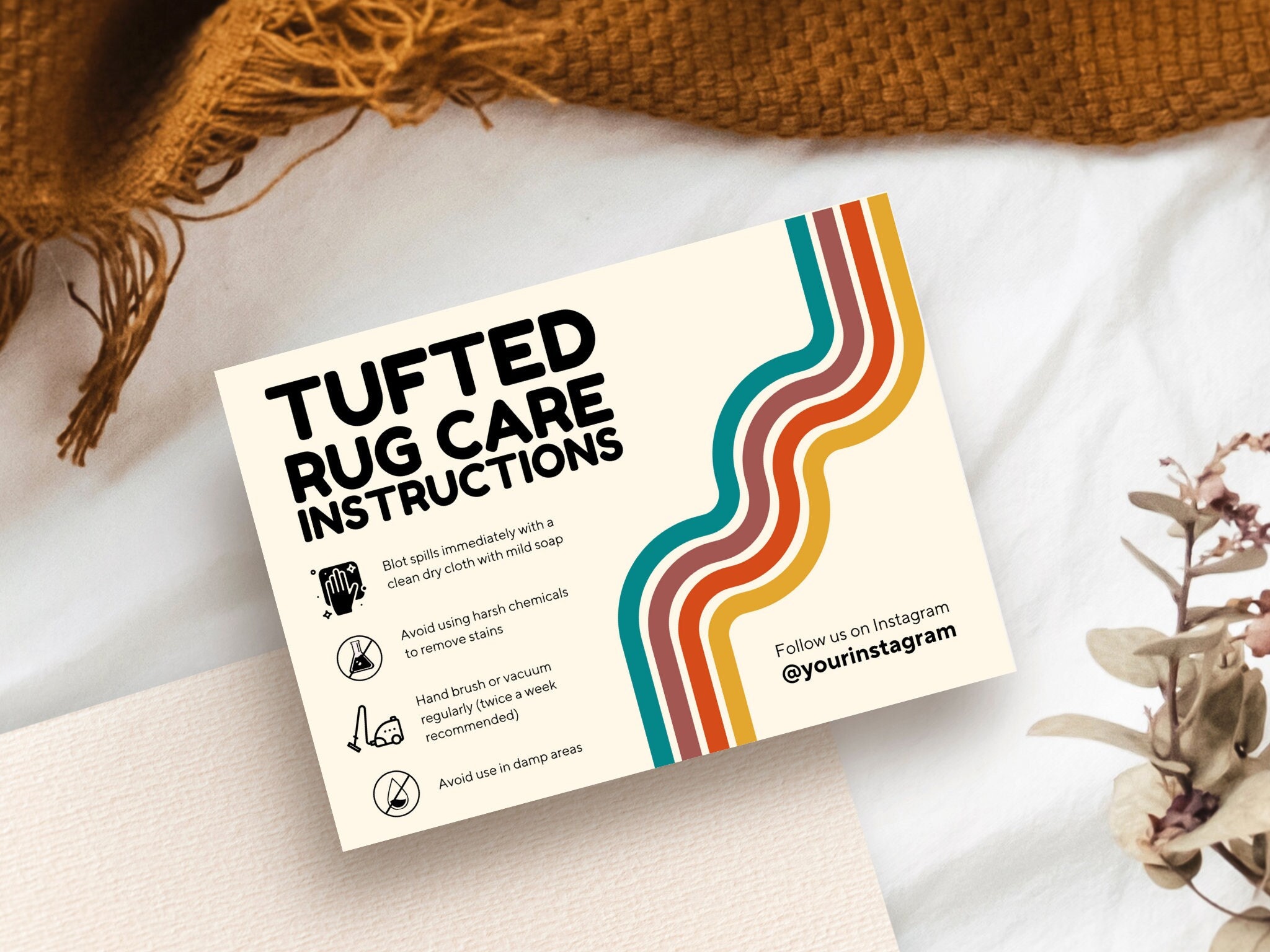 Editable Tufted Rug Care Instructions Template Small Rug Business Editable Tufted Rug Care Instructions Template Small Rug Business