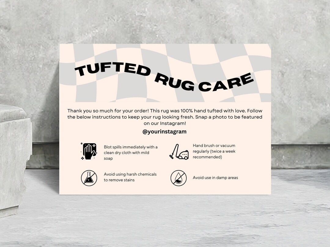 Editable Tufted Rug Care Instructionstemplate Small Rug Business