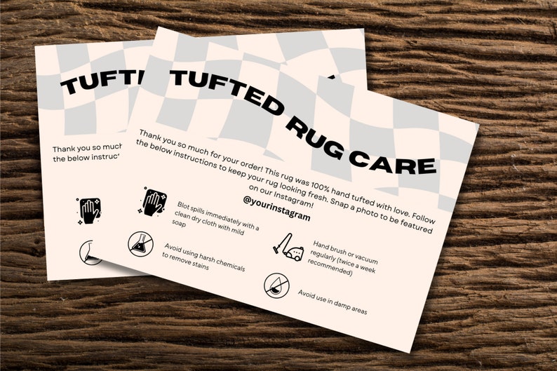 Editable Tufted Rug Care Instructionstemplate Small Rug Business