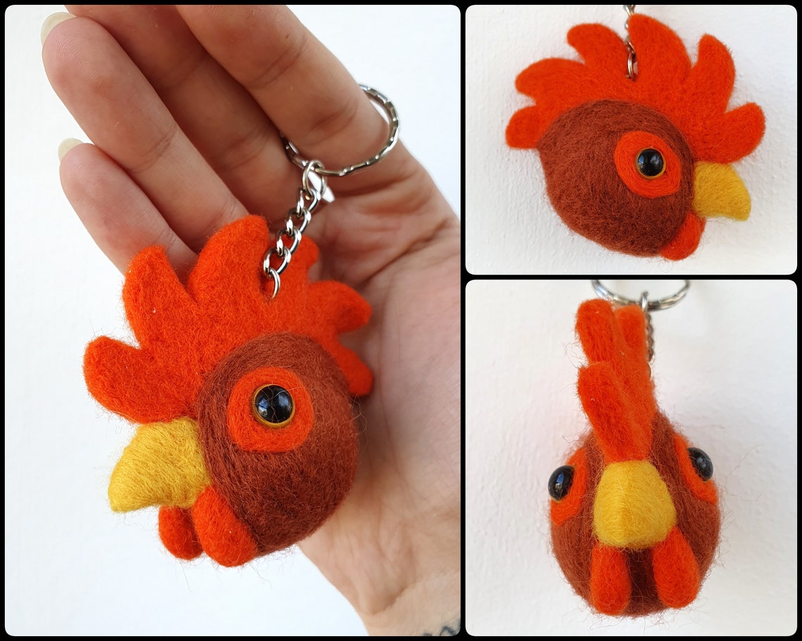 Keychain farm animals wool keychain keyring 3d needle Etsy