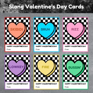 Corazones de caramelo de jerga, hermano, adolescente, tarjetas de San Valentín para el aula, niños, preadolescentes, tarjetas divertidas de San Valentín, imprimibles, tarjetas de San Valentín para niños