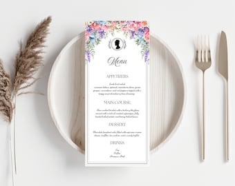 Menu Template - Digital - Editable - Wedding - Bridal Shower - Birthday Menu - Bridgerton - Floral
