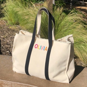 Personalized Daily Bag, Eco Bag, Minimalist, Initial Tote, Casual, Oversized Bag, Diaper Bag, Cotton Bag, Vintage Look, Bridesmaid gift Multi Color