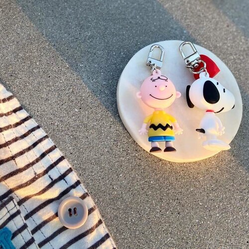 Bag Charm Snoopy Charlie Brown Heart Charm Bag Etsy