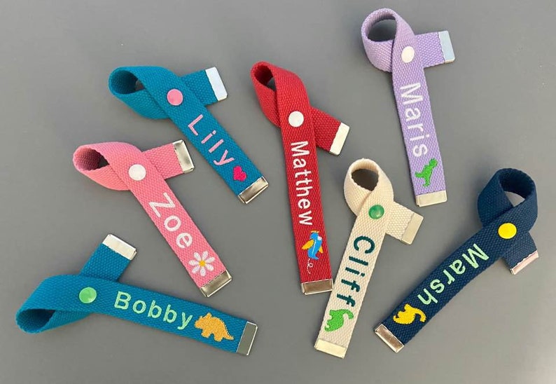 Personalized Name Tag, Ribbon Type, Custom Key chain, Bag Name Tag, Bag Accessory, Gift idea, Personalized Gift, ID Tag, Lunchbox, School image 2