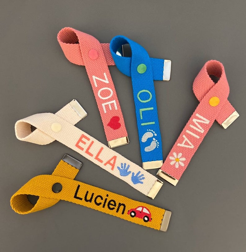 Personalized Name Tag, Ribbon Type, Custom Key chain, Bag Name Tag, Bag Accessory, Gift idea, Personalized Gift, ID Tag, Lunchbox, School image 1