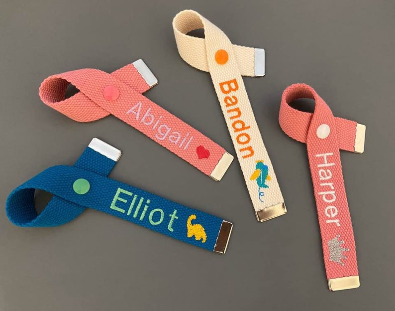 Personalized Name Tag, Ribbon Type, Custom Key chain, Bag Name Tag, Bag Accessory, Gift idea, Personalized Gift, ID Tag, Lunchbox, School image 4