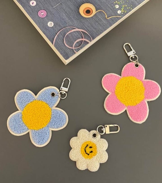 3 Pack Handbag Charms Flower Keychains for Women Enameled Keychain
