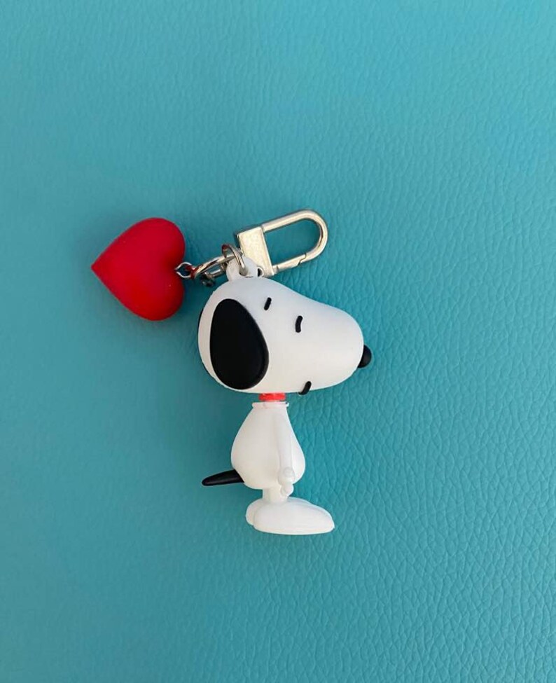 Bag Charm Snoopy Charlie Brown Heart Charm Bag Etsy