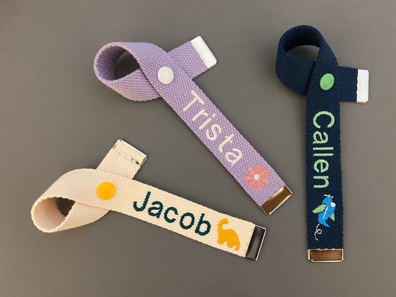 Personalized Name Tag, Ribbon Type, Custom Key chain, Bag Name Tag, Bag Accessory, Gift idea, Personalized Gift, ID Tag, Lunchbox, School image 3