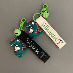 Dinosaur Name Tag, Custom Key chain, Personalized Key Chain, Cute Dino Toy, Bag Name Tag, Gift idea, Kids, Boy, Personalized Gift, Tree