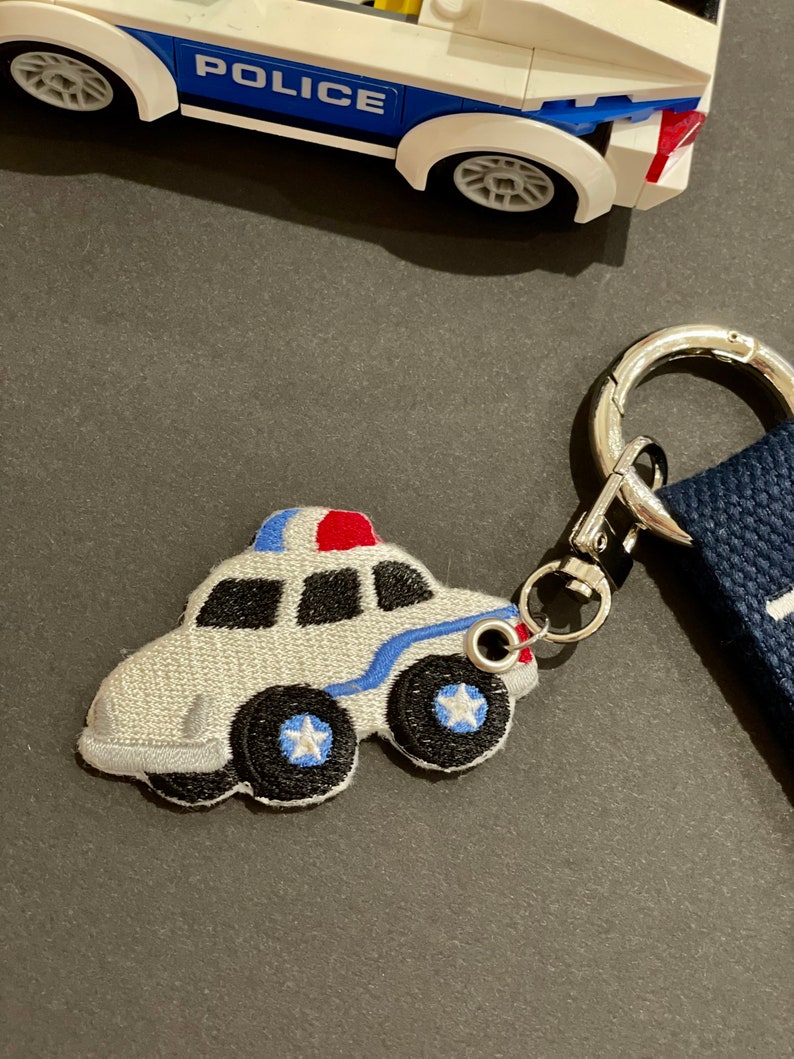 Police Car Personalized Name Tag, Car Custom Key chain, Bag Name Tag, Gift idea, Kids Name Tag, Personalized Gift, Back to school nametag image 5