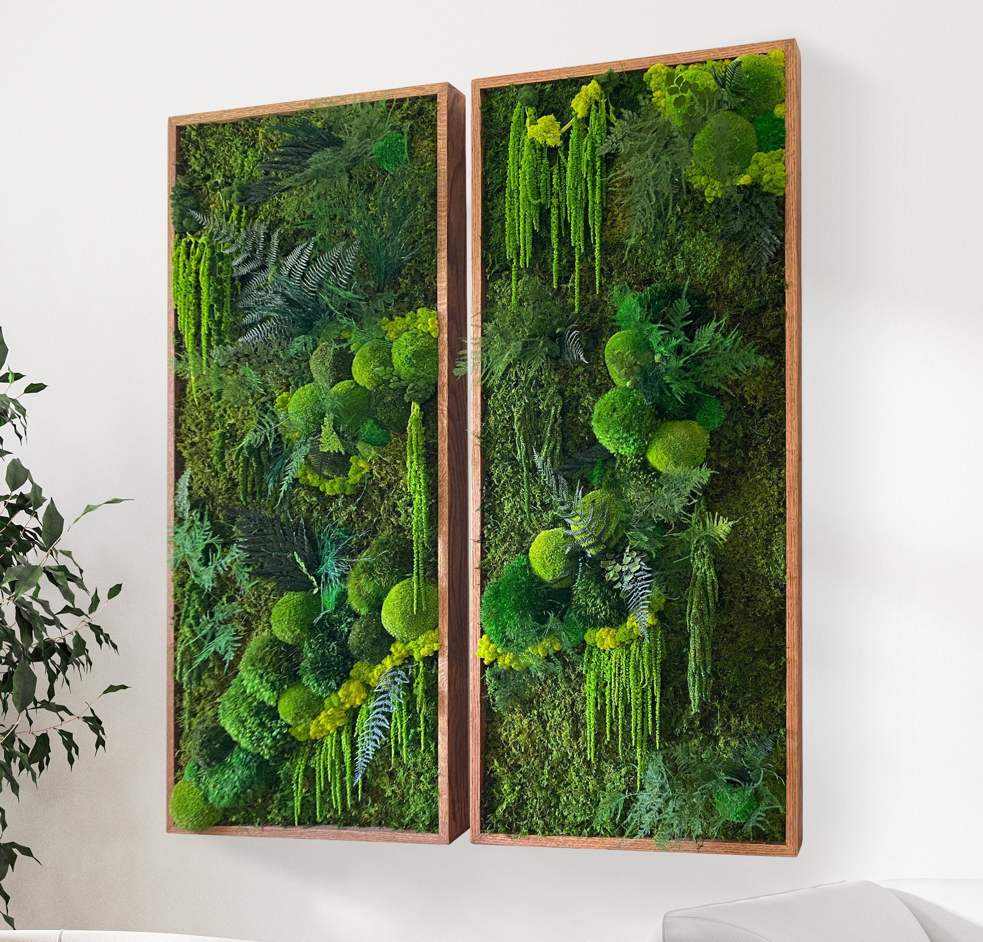 Moss Wall | Green wall art | Preserved moss | Plant wall decor | Plant wall  art 45x45 grey frame