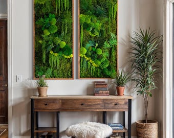Preserved Moss Wall Art: Forest Design, Living Plant Decor