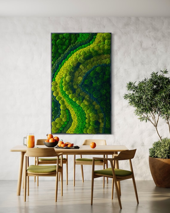 Moss Wall Art. Wall Decor. Green Wall. Oak Frame Statement Art