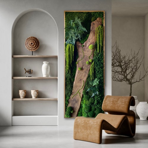 Moss Wall Art Wood Moss Art Live Edge Art Unique - Etsy