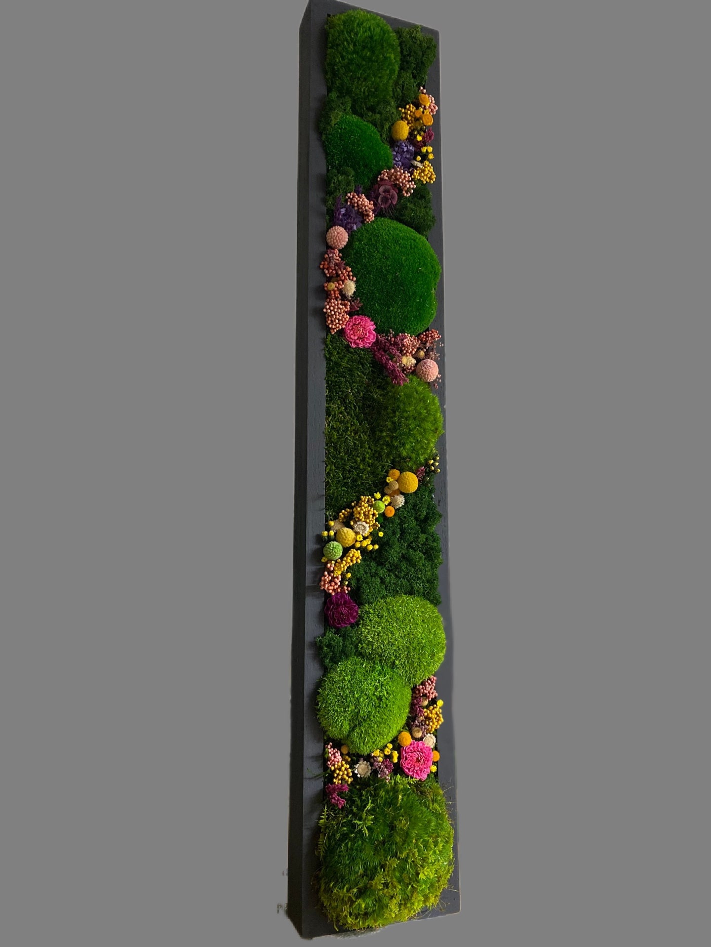 Moss Wall Art. Moss Art. Preserved Moss. Green wall.  Moss with flowers