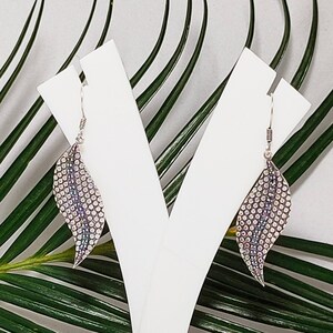 925 Sterling Silver Earring, Cubic Zirconia Earring, Feather Earring, Leaf Earrings, Women&#39;s Earring, Textured Earring, Sale