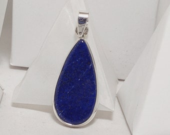 Colgante de piedra preciosa de lapislázuli AA+, colgante de plata de ley 925, colgante de lapislázuli, collar de lapislázuli, lapislázuli afgano, lapislázuli natural, oferta