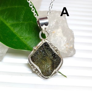 Moldavite Pendant, Raw Moldavite Necklace, Czech Moldavite Pendant, 925 Silver Pendant, Authentic Moldavite Jewelry, Sale