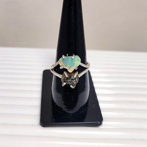 Moldavite Ring, Ethiopian Opal Ring, 925 Sterling Silver Ring, Raw Opal, Moldavite Ring, Natural Opal, Certified Moldavite, Sale