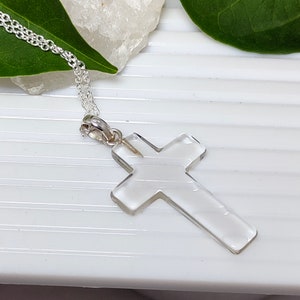 Crystal Quartz Cross Pendant, 925 Silver Cross Pendant, Cross Necklace, Crystal Pendant, Natural Crystal, Holly Cross Necklace, Sale