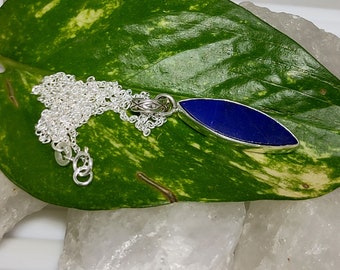 Colgante de lapislázuli, colgante de lapislázuli en plata de ley 925, collar de lapislázuli con cadena de plata de ley, lapislázuli afgano, lapislázuli azul