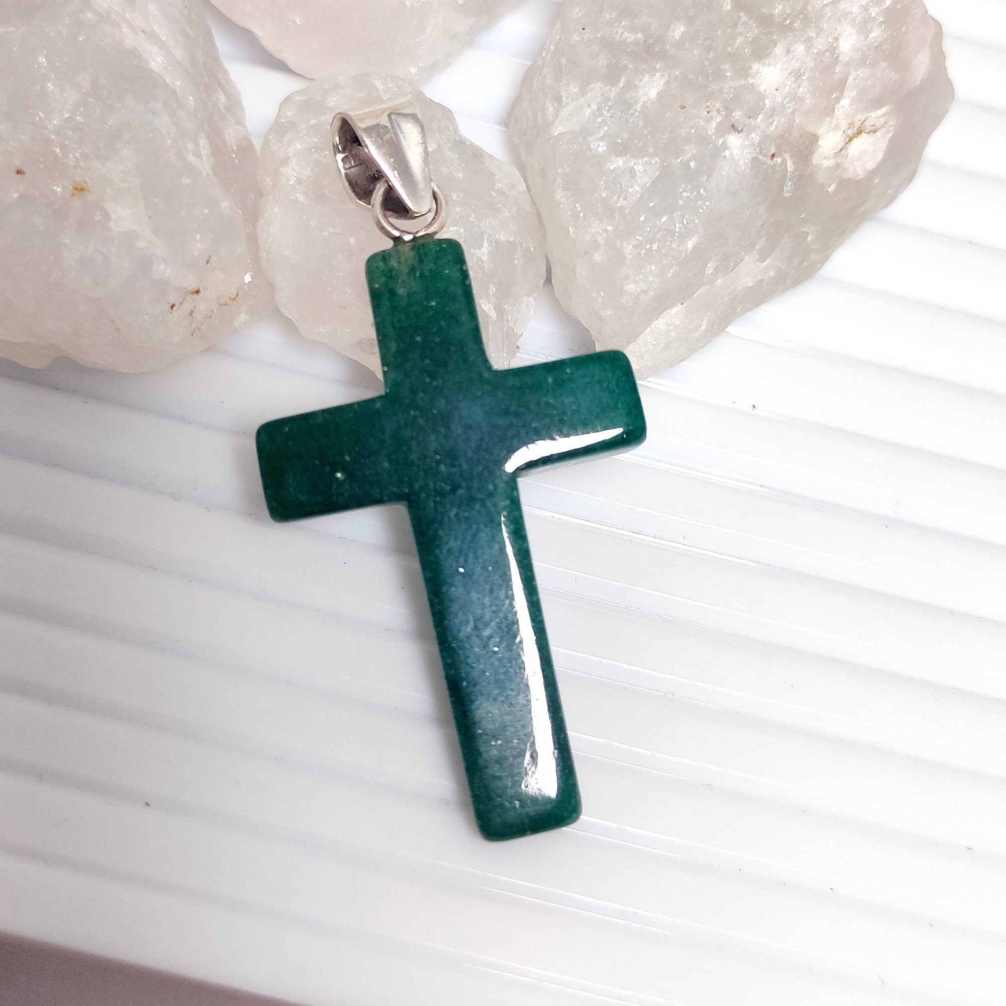 Natural Green Aventurine Cross Pendant Green Aventurine Cross - Etsy