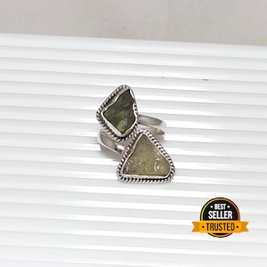 Anello Moldavite, Anello in Vetro del Deserto Libico, Anello in Argento Sterling, Moldavite Certificata, Anello Moldavite Ceca, Anello Regolabile, Saldi