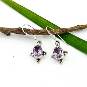 Purple Amethyst Earrings, Natural Amethyst Earring, 925 Silver Earring, Amethyst Tiny Earring, Purple Amethyst Earring, Sale