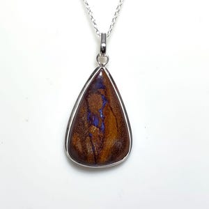 Boulder Opal Necklace, Boulder Opal Pendant, 925 Silver Pendant, Blue Opal Jewelry, Boulder Opal Cabochon, Sale