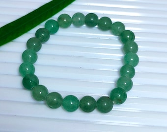 Green Aventurine Bracelet: Natural Gemstone Bead Stretch Bracelet
