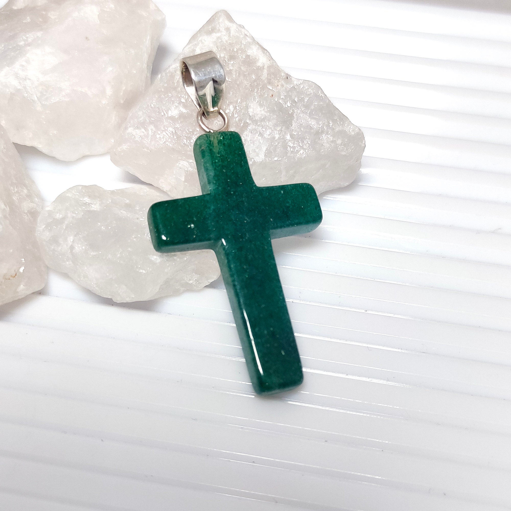 Natural Green Aventurine Cross Pendant Green Aventurine Cross - Etsy