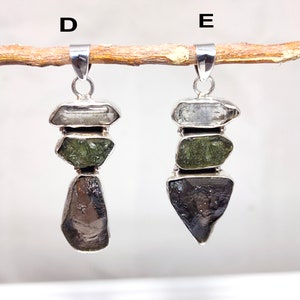 Colombianite Pendant, Authentic Moldavite, Herkimer Diamond 925 Silver Pendant, Certified Moldavite, Colombianite Necklace, Sale image 5