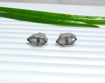 Herkimer Diamond Stud Earring, Herkimer Diamond 925 Silver Earrings, Diamond Quartz Push Back Earring, Herkimer Diamond Stud, Sale