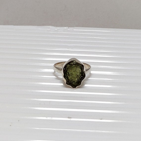 Moldavite Ring, 925 Silver Moldavite Ring, Czech Moldavite, Authentic Moldavite Ring, Raw Moldavite Ring, Sale