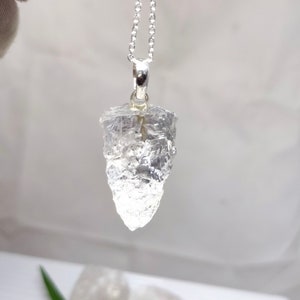 Clear Crystal Pointed Necklace, Crystal Pointed Pendant, 925 Silver Pendant, Crystal Trillian Necklace, Natural Crystal, Sale